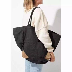 Free People Black and Tan Tote Bag